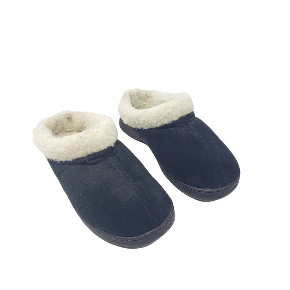 Nautica Black Slippers Lined Shoes Mens Size 6 Women 7.5 Rubber Soles Warm Comfy
